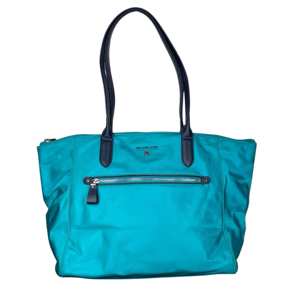 Michael Kors Kelsey Tote Turquoise Blue Nylon Travel Large Shoulder Bag Purse
